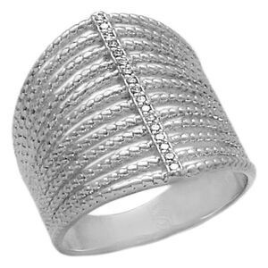 Savvy Cie Jewels‎ Women's Rhodium Wide Stacked CZ Ring